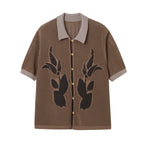 PHYSBOY Retro Leaf Crochet Button-Up