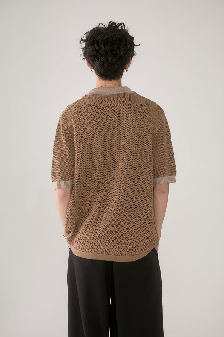 PHYSBOY Retro Leaf Crochet Button-Up