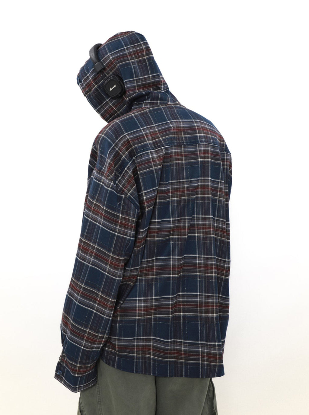 MRNEARLY Shadow Plaid Hooded Flannel Jacket