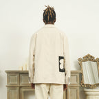 EMPTY REFERENCE Two-Tone Flower Corduroy Blazer