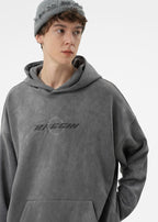 BJHG Embroidered Thorns Suede Hoodie