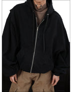 MRNEARLY Vintage Washed Embroidered Silohuette Zip Jacket