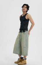 JHYQ Capri Cut Light Wash Denim Shorts