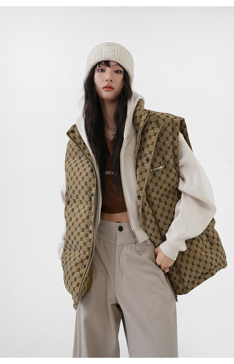 BJHG Monogram Print Puffer Vest