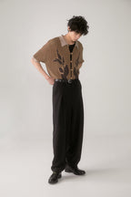 PHYSBOY Retro Leaf Crochet Button-Up