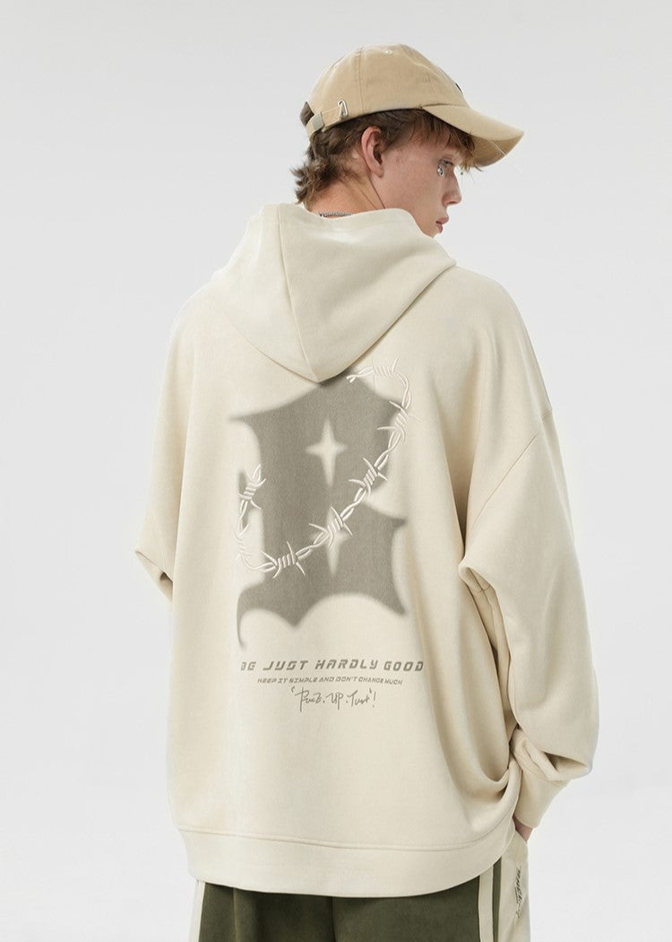 BJHG Embroidered Thorns Suede Hoodie