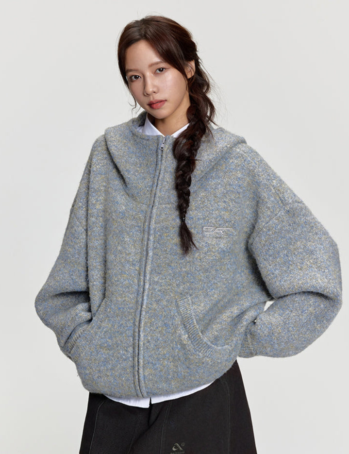 RAPPEYE Mohair Double Zipped Hooded Sweater