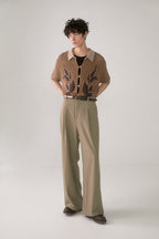 PHYSBOY Retro Leaf Crochet Button-Up