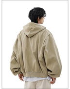 MRNEARLY Vintage Washed Embroidered Silohuette Zip Jacket
