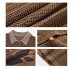 PHYSBOY Retro Leaf Crochet Button-Up