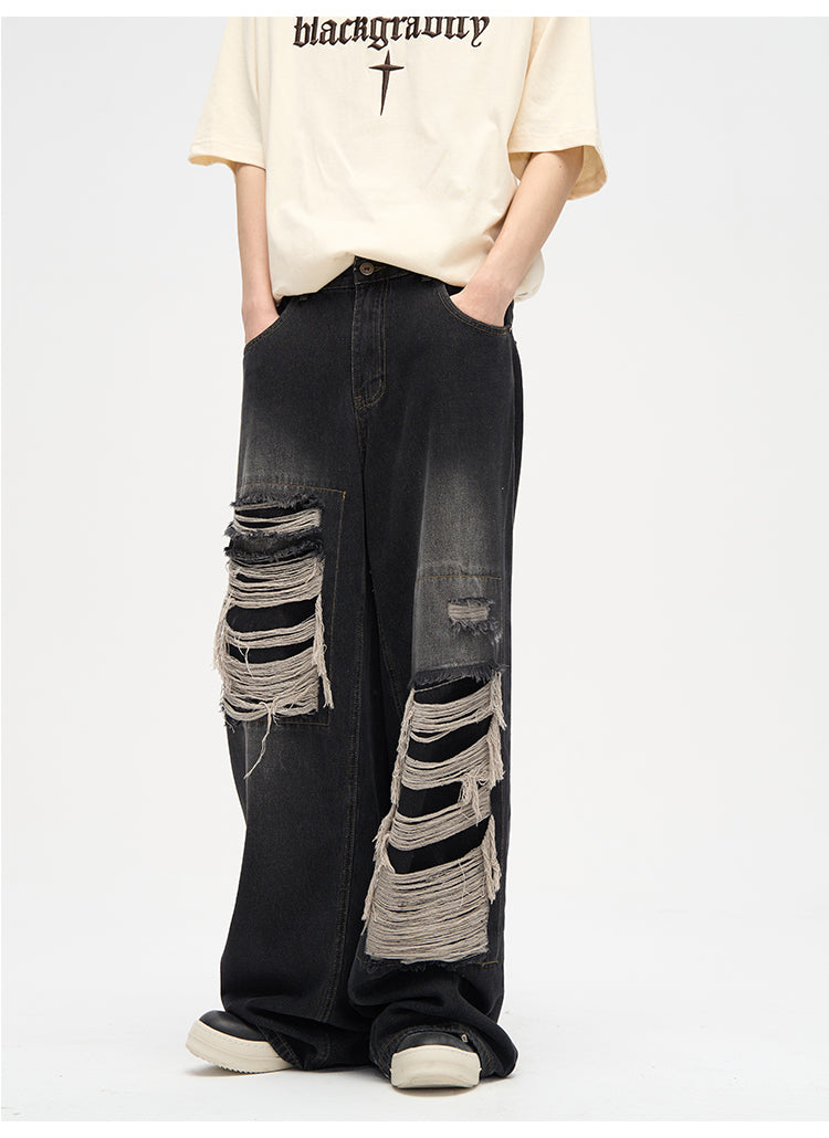 WLNEXT Patched Distressed Jeans