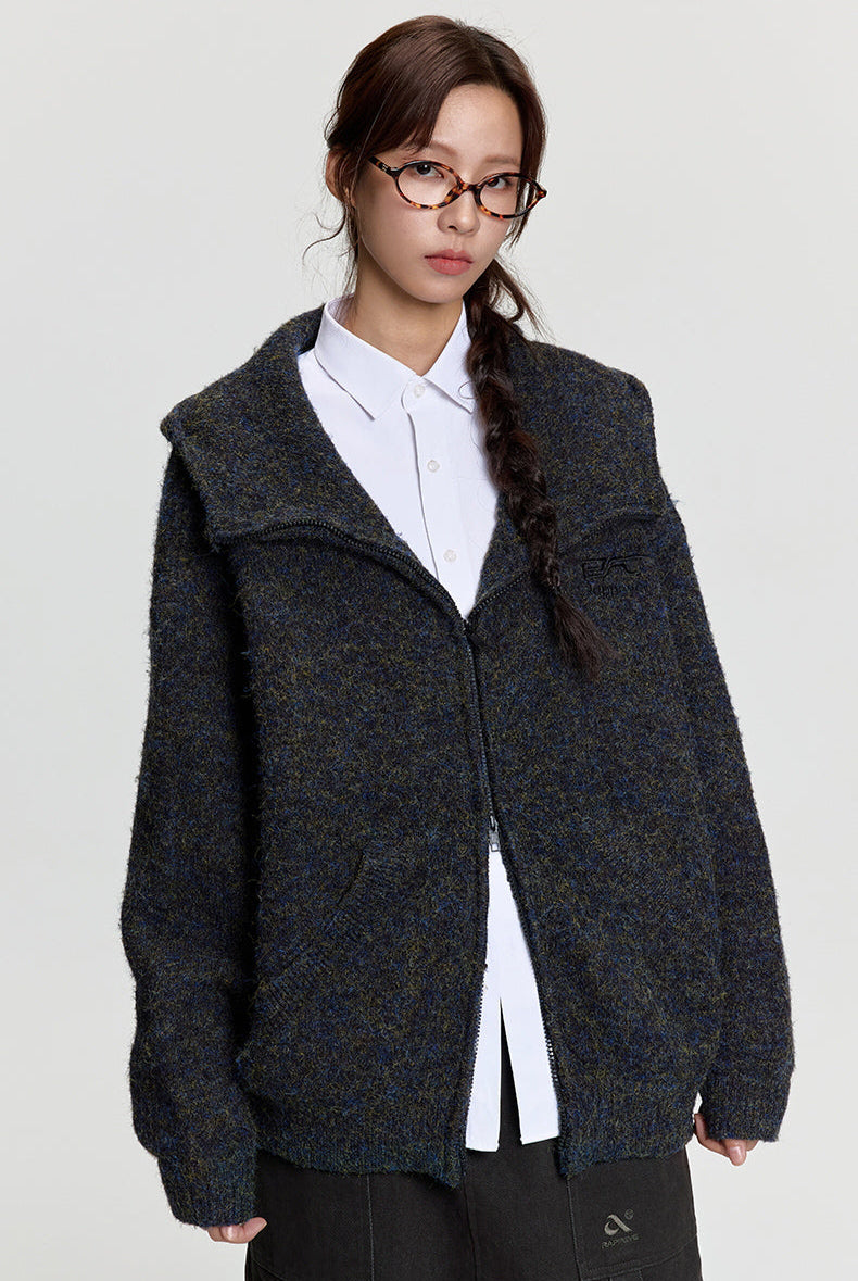 RAPPEYE Mohair Double Zipped Hooded Sweater