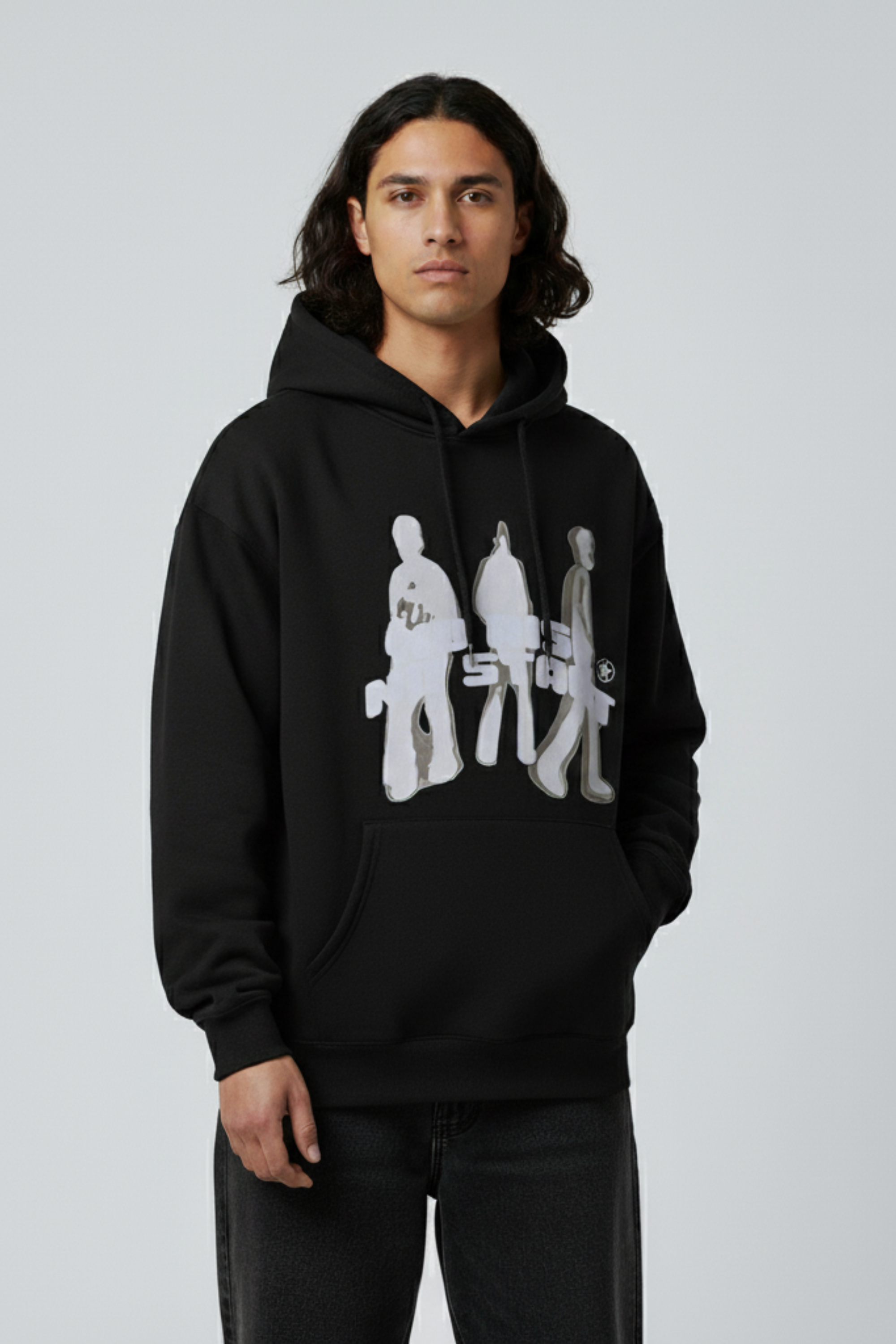 Oversized Black Graphic Hoodie