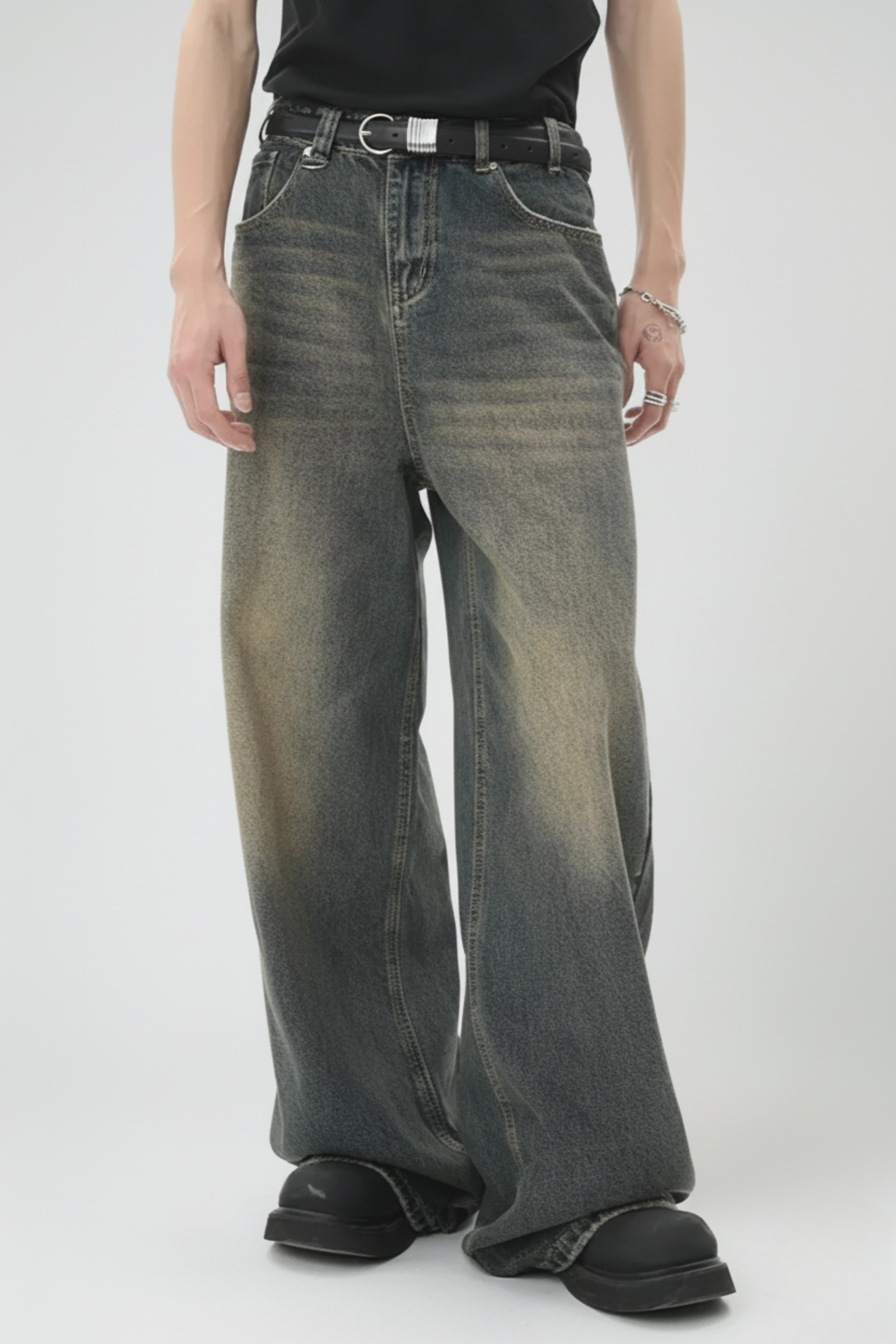 Baggy Black Washed Denim Jeans