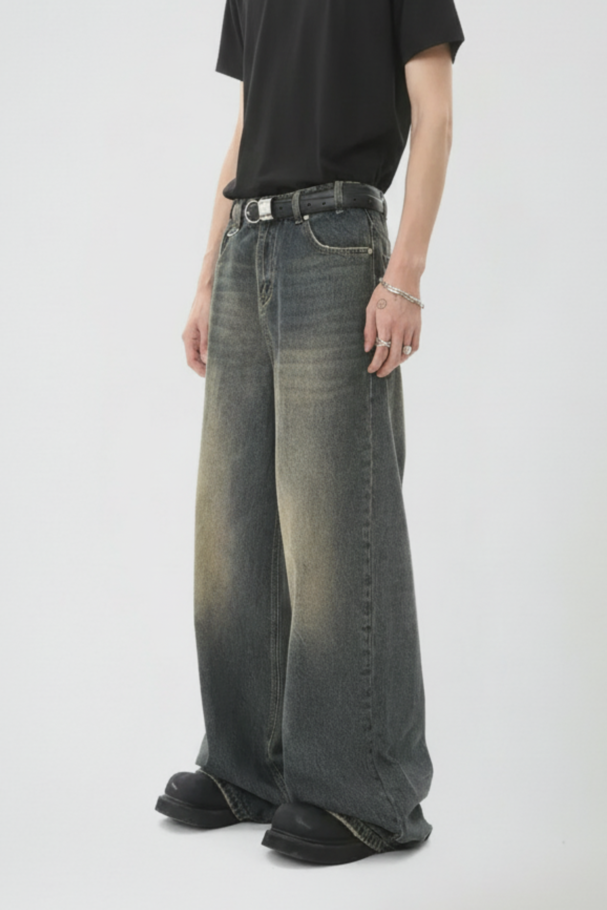 Baggy Black Washed Denim Jeans