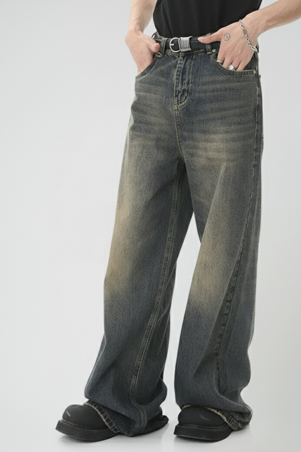 Baggy Black Washed Denim Jeans