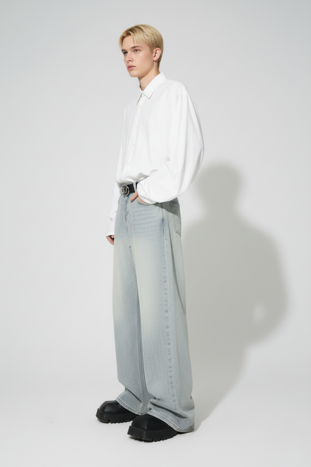 Light Wash Baggy Wide Leg Jeans