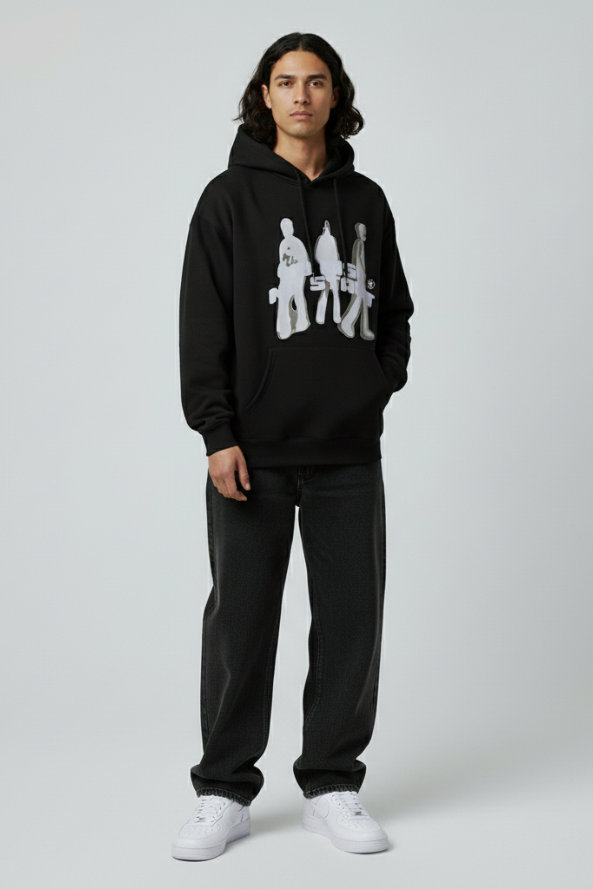 Oversized Black Graphic Hoodie