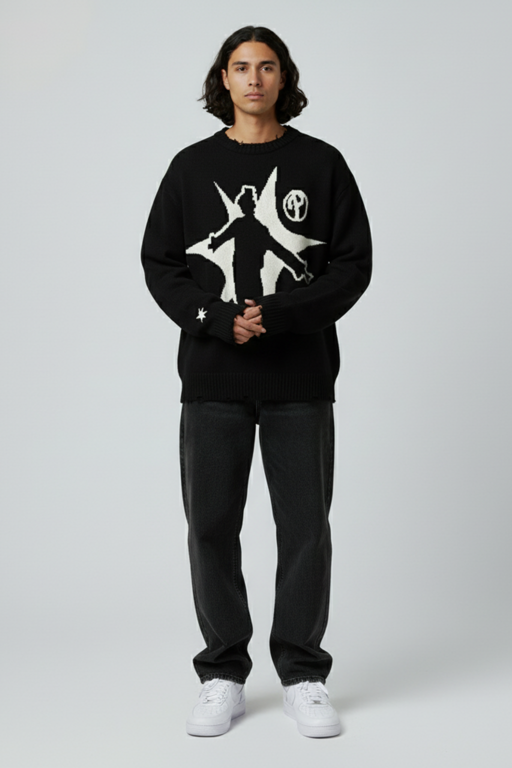 Oversized Knit Graphic Sweater