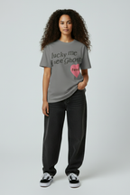 Gray Heart Graphic Oversized T-Shirt
