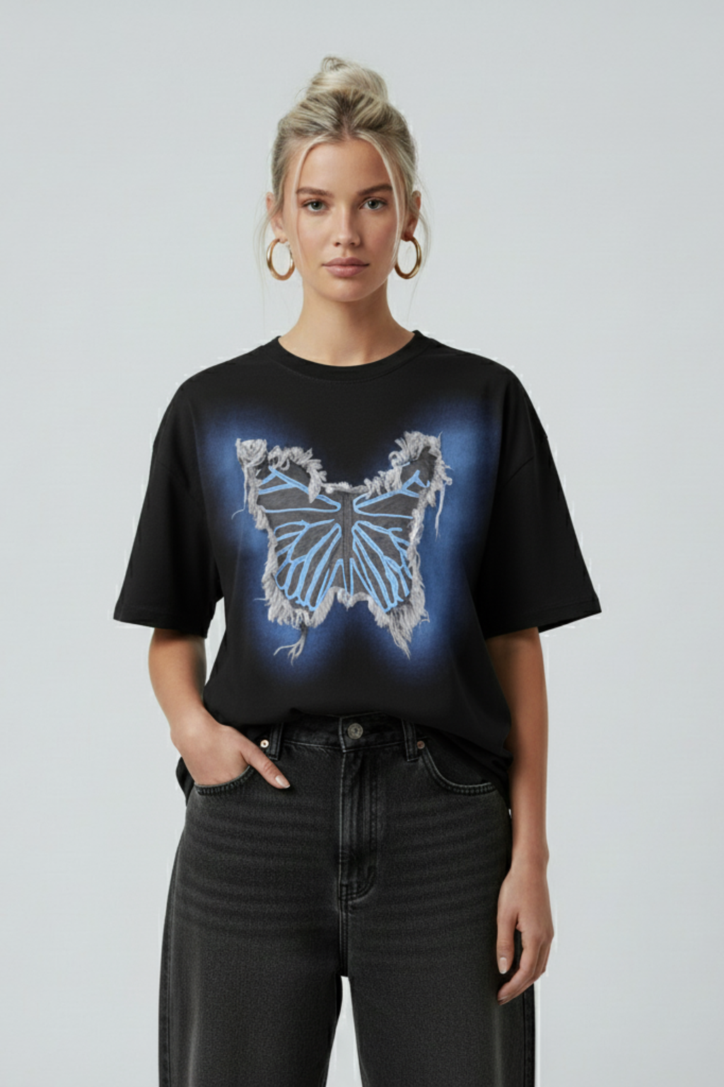 Oversized White Butterfly T-Shirt