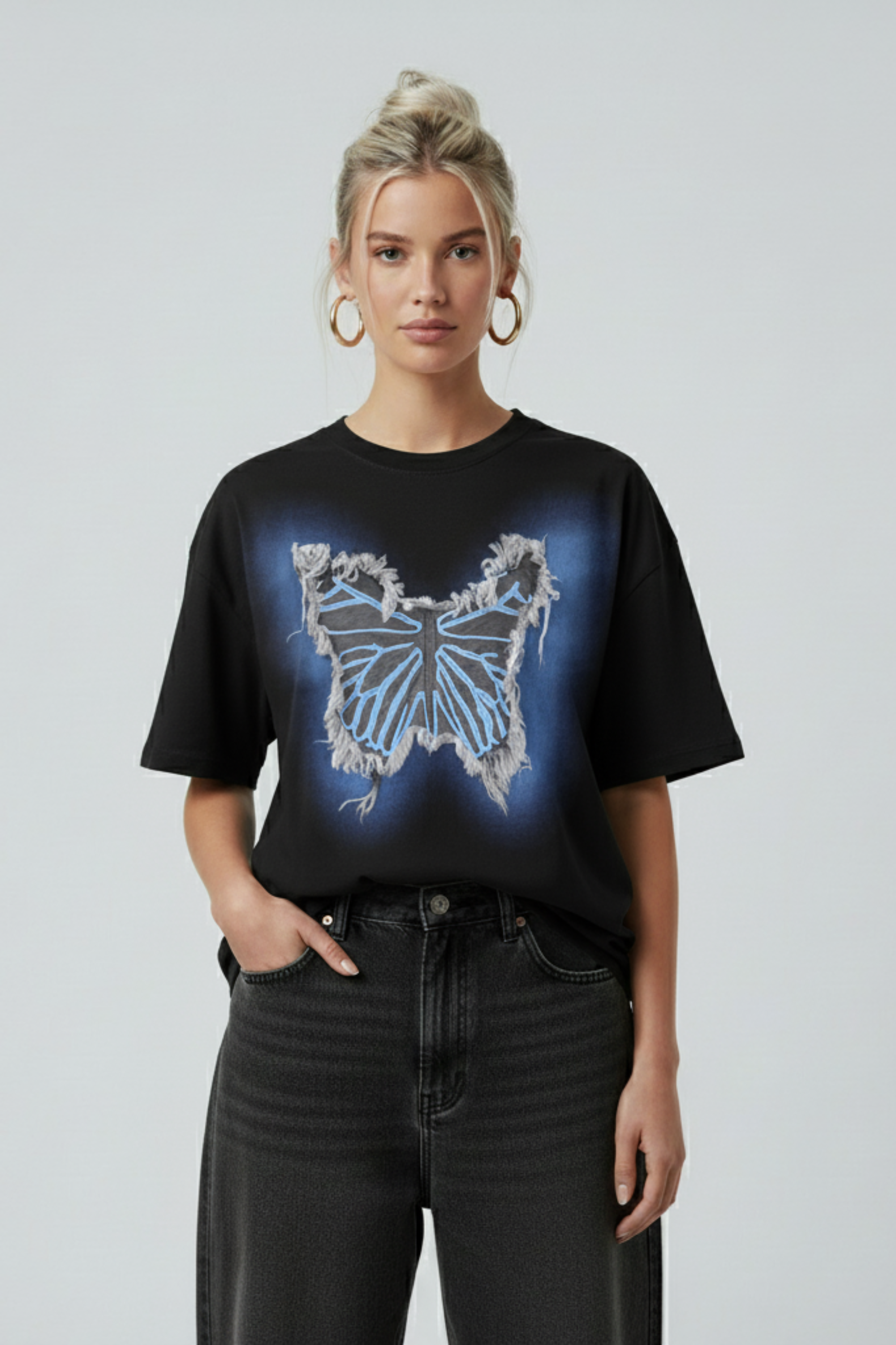 Oversized White Butterfly T-Shirt