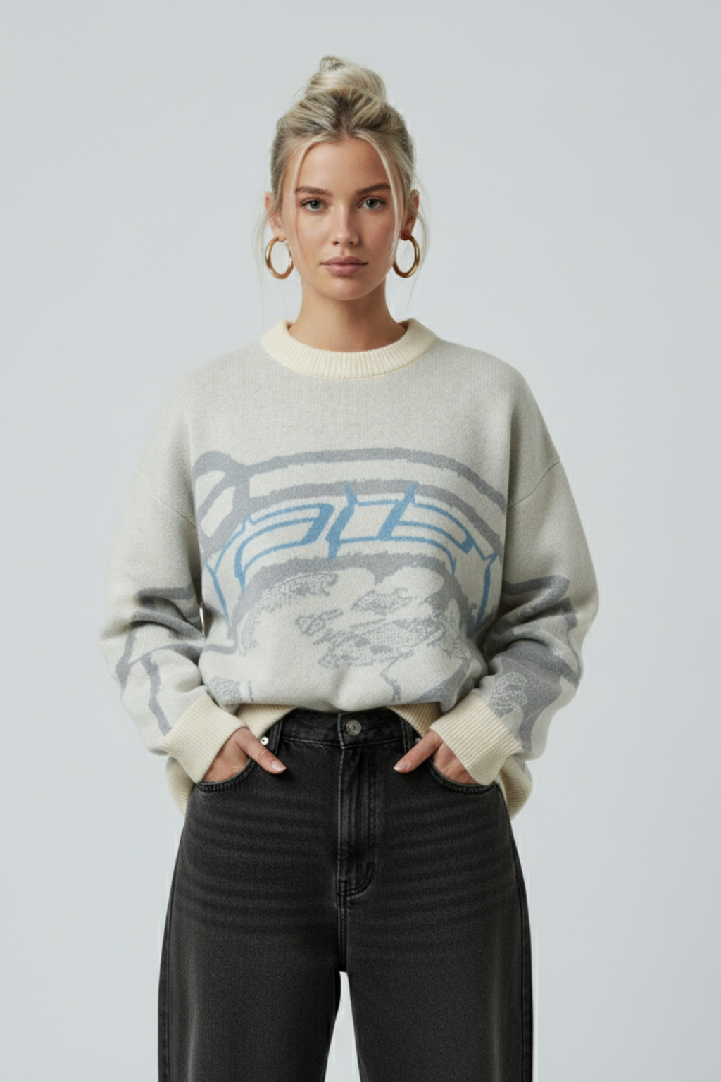 Oversized Knit Striped Sweater