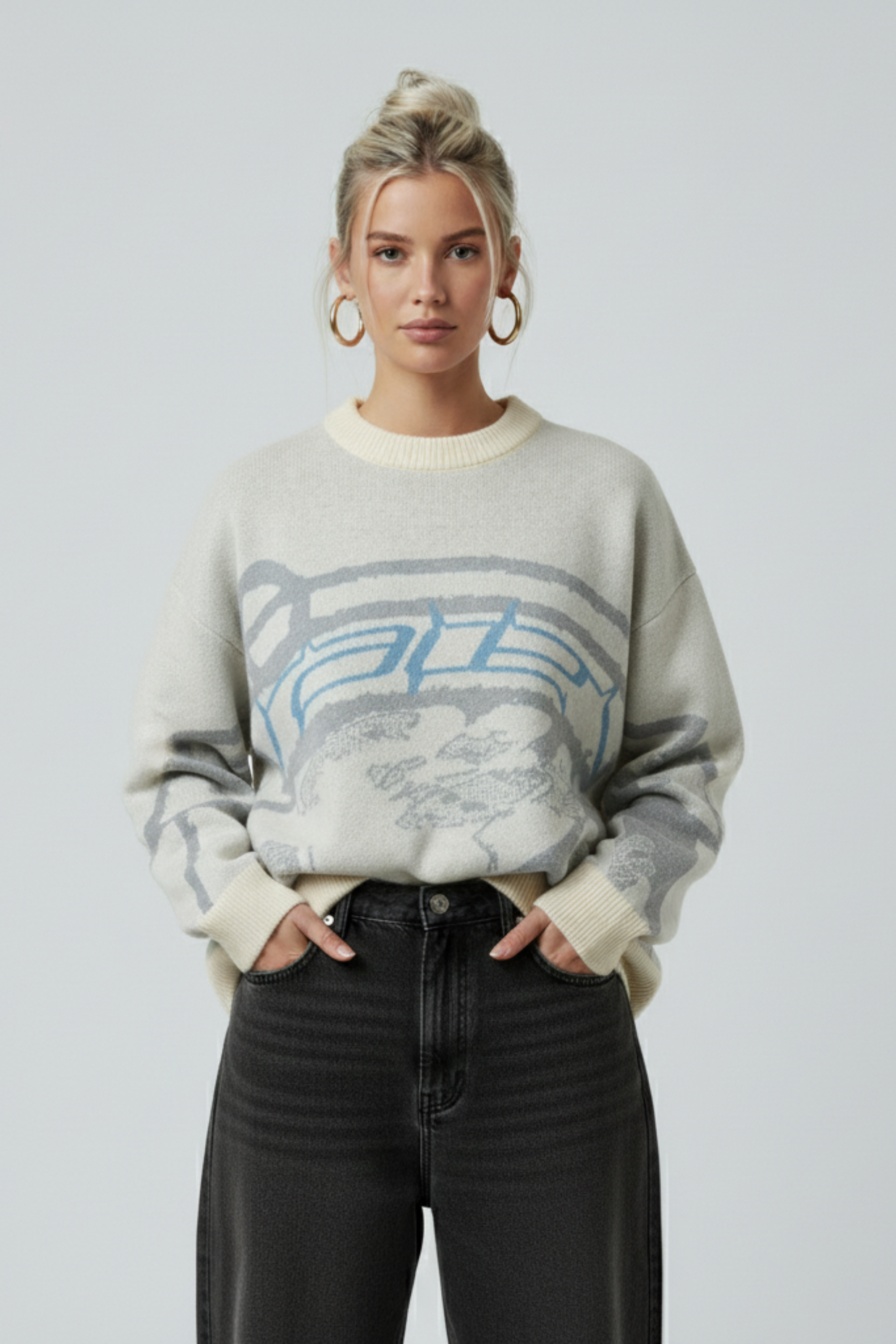 Oversized Knit Striped Sweater