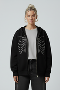 Black Y2K Zip Up Hoodie