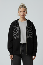 Black Y2K Zip Up Hoodie
