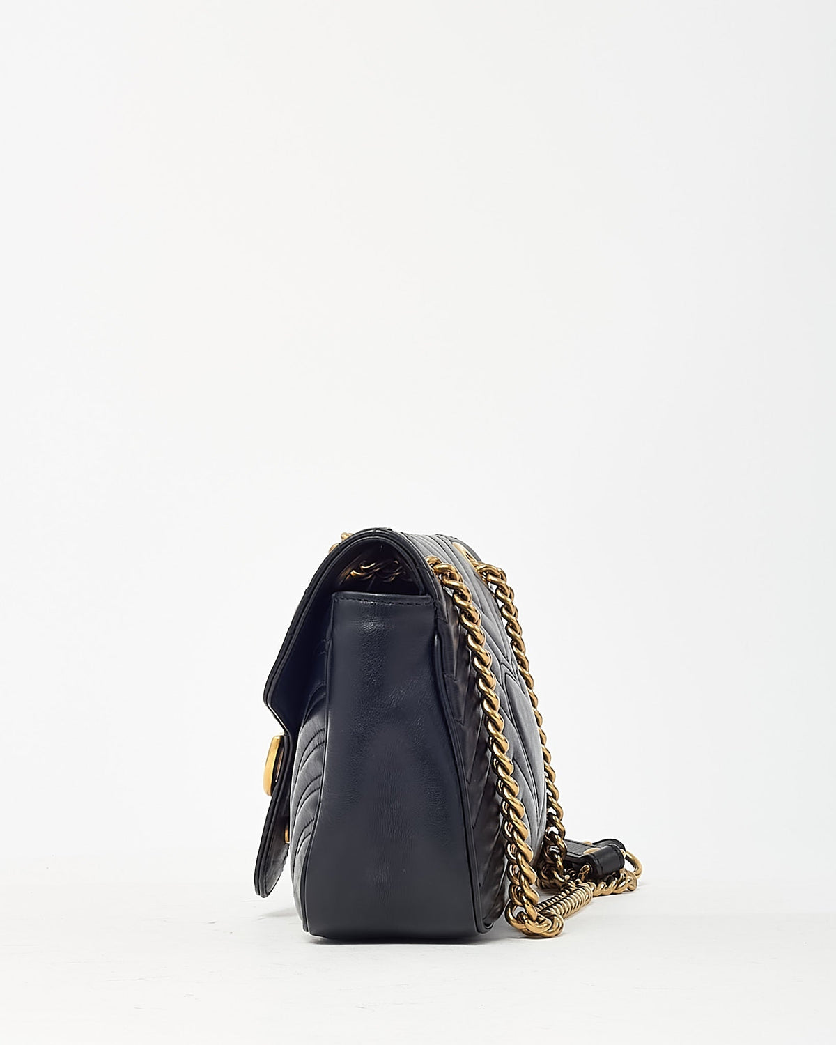 Gucci Black Leather Matelassé Small GG Marmont Shoulder Bag
