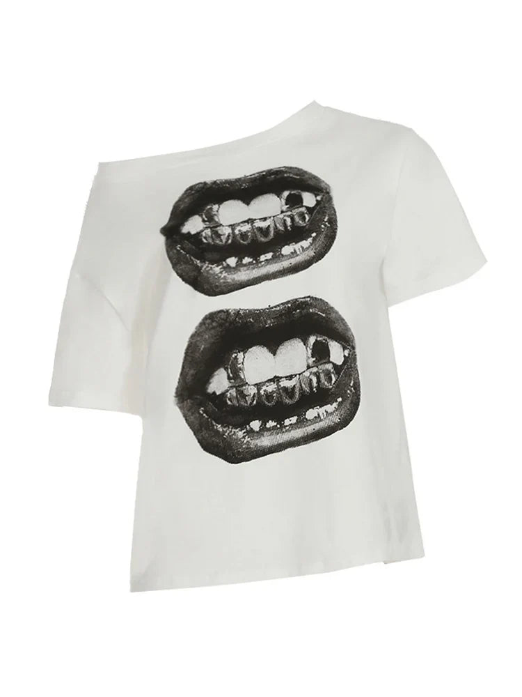 Hip Hop Mouth Print T-Shirt – Streetwear