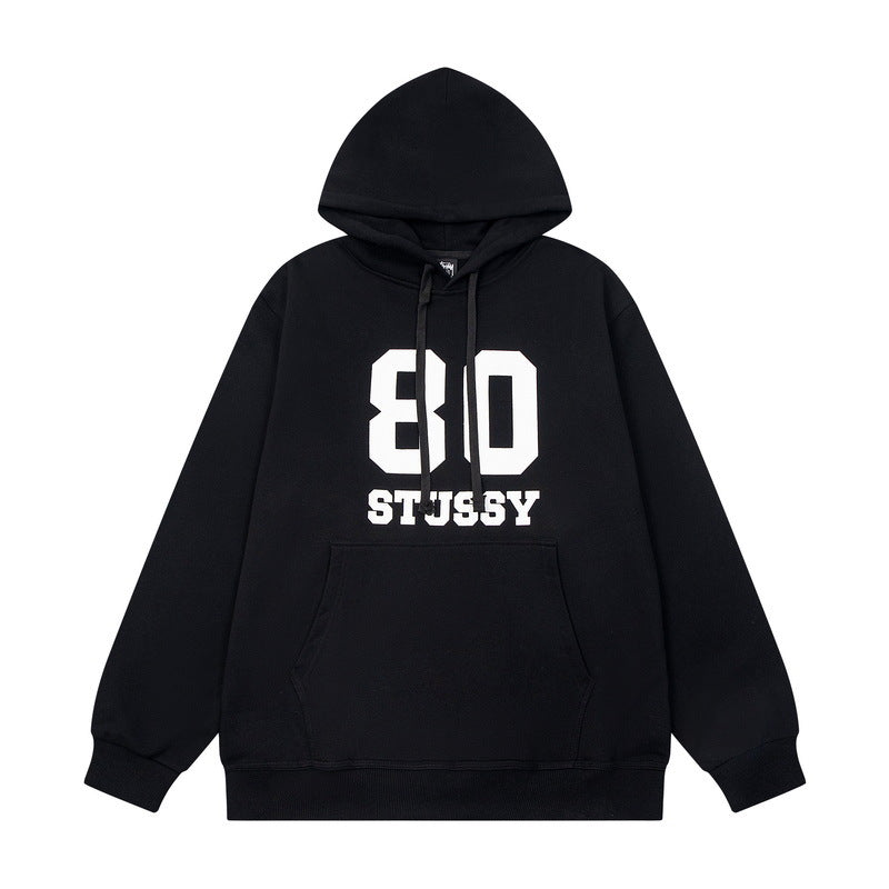 STUSSY 80 Logo Pullover Hoodie – Black