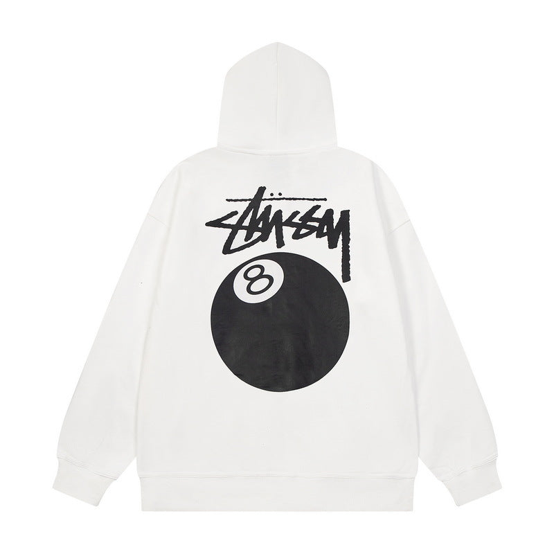 STUSSY 8 Ball Graphic Pullover Hoodie – White