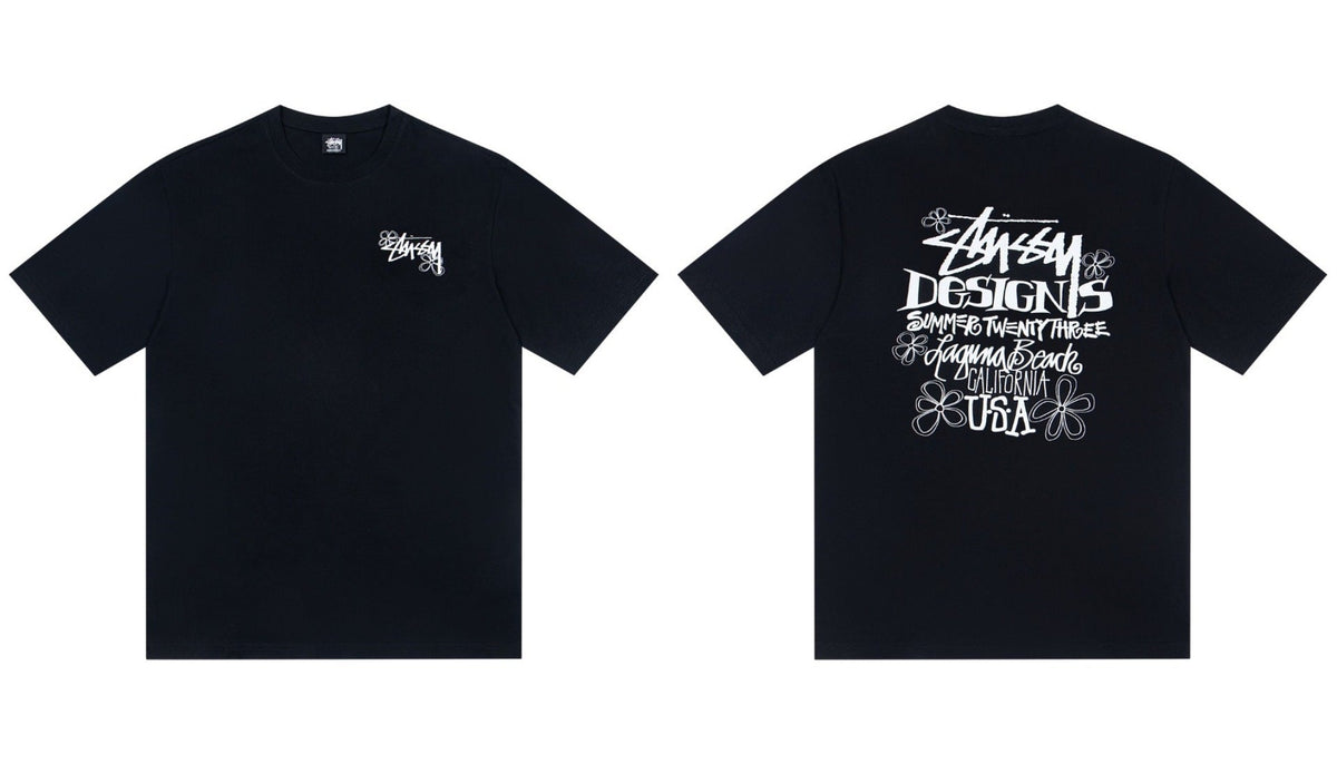 STUSSY Floral Design Graphic T-Shirt