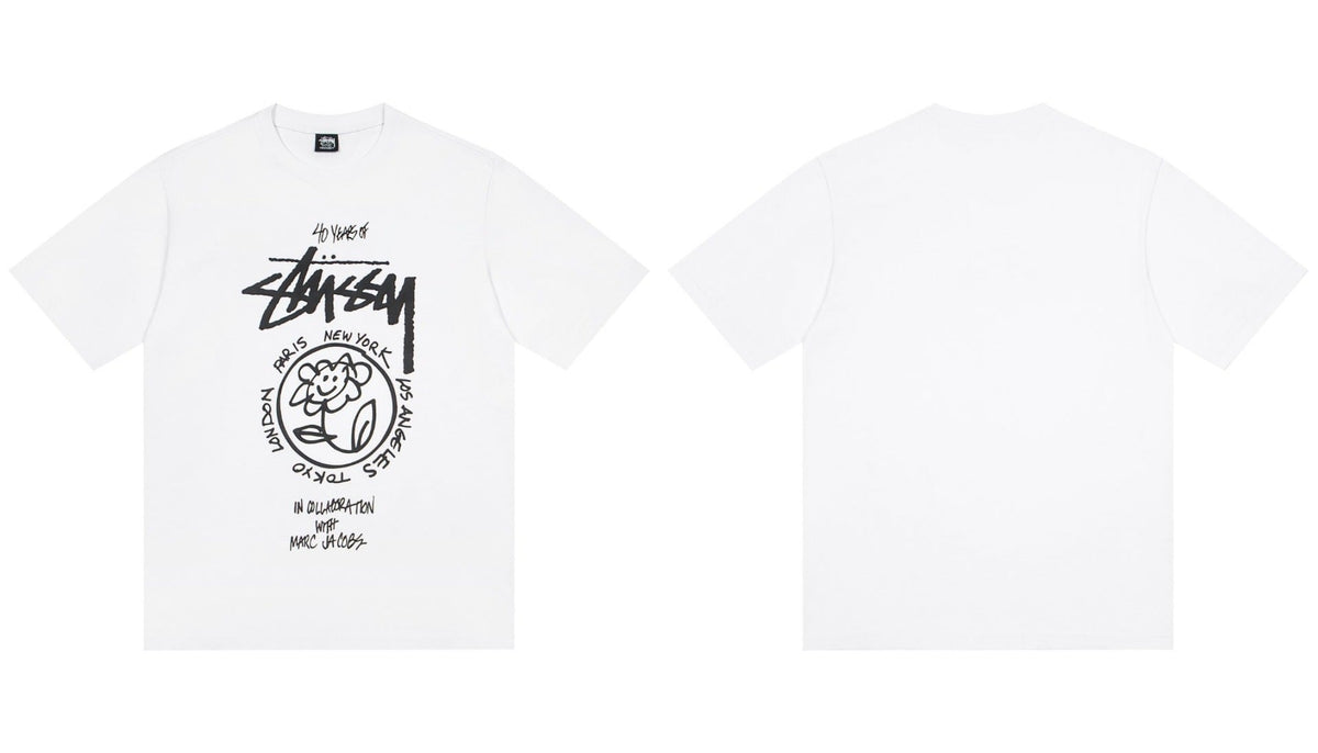 STUSSY 40 Years Flower Graphic T-Shirt