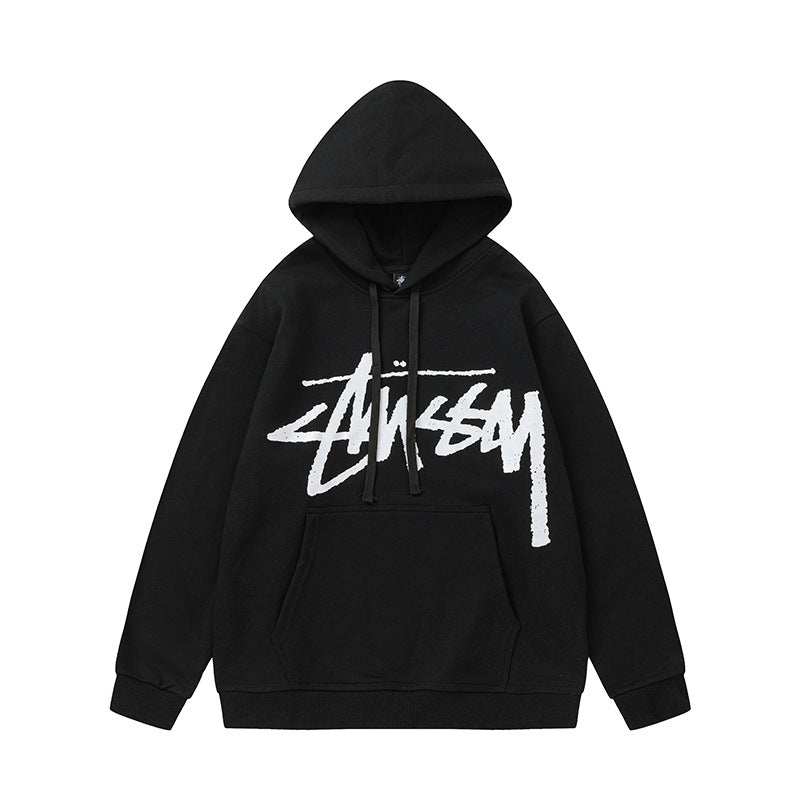 STUSSY Big Logo Pullover Hoodie Black