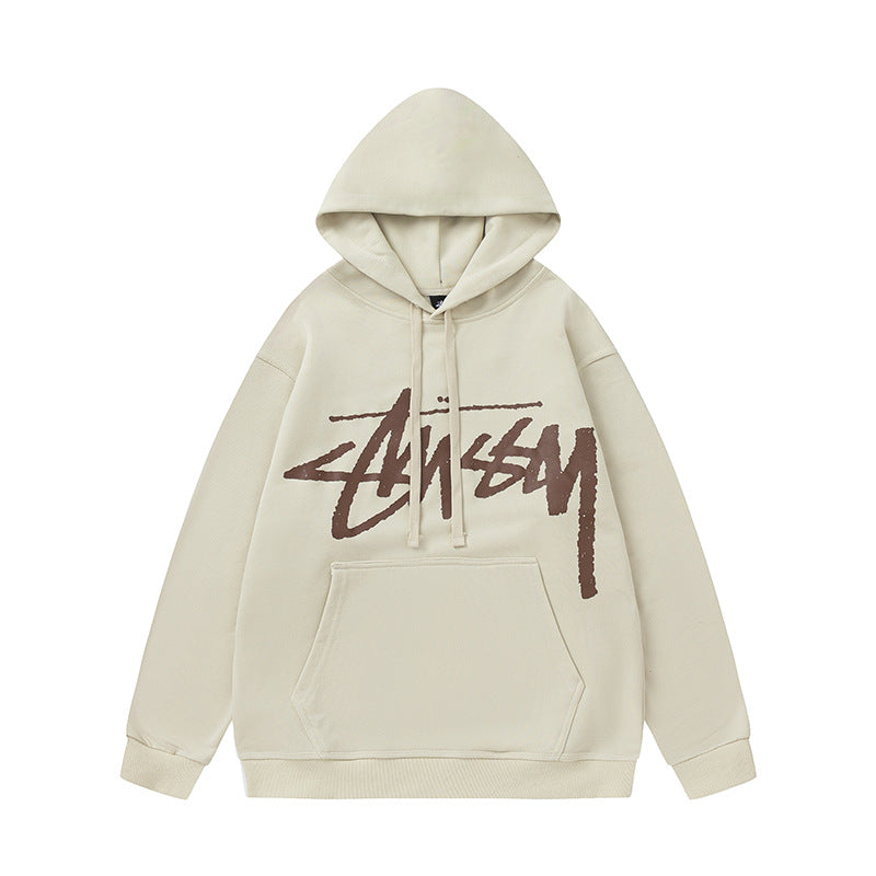 STUSSY Big Logo Pullover Hoodie Cream