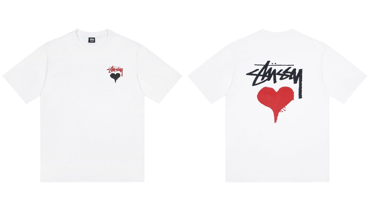 STUSSY Heart Logo White T-Shirt