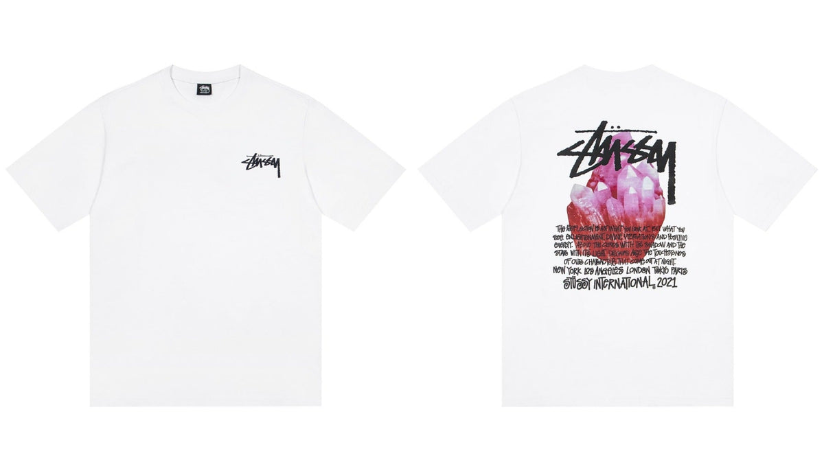 STUSSY Crystal Graphic White T-Shirt