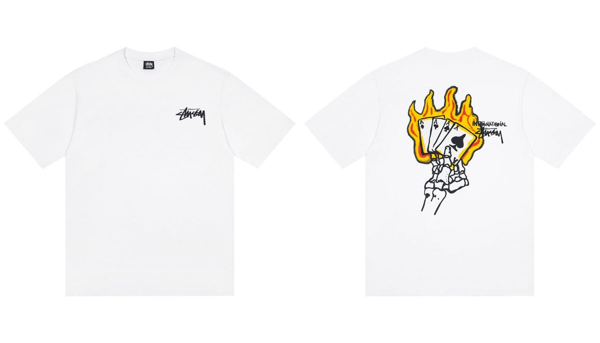 STUSSY Playing Cards Graphic White T-Shirt