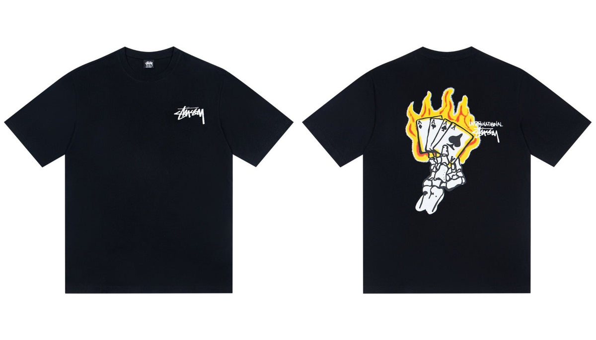 STUSSY Playing Cards Graphic Black T-Shirt