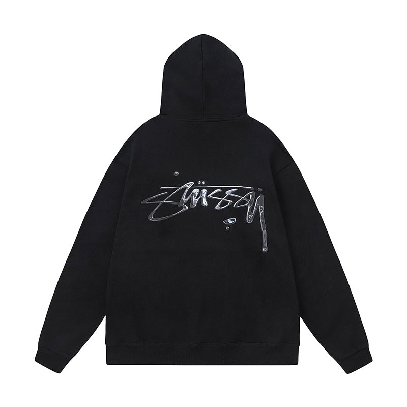 STUSSY Graffiti Logo Hoodie Black