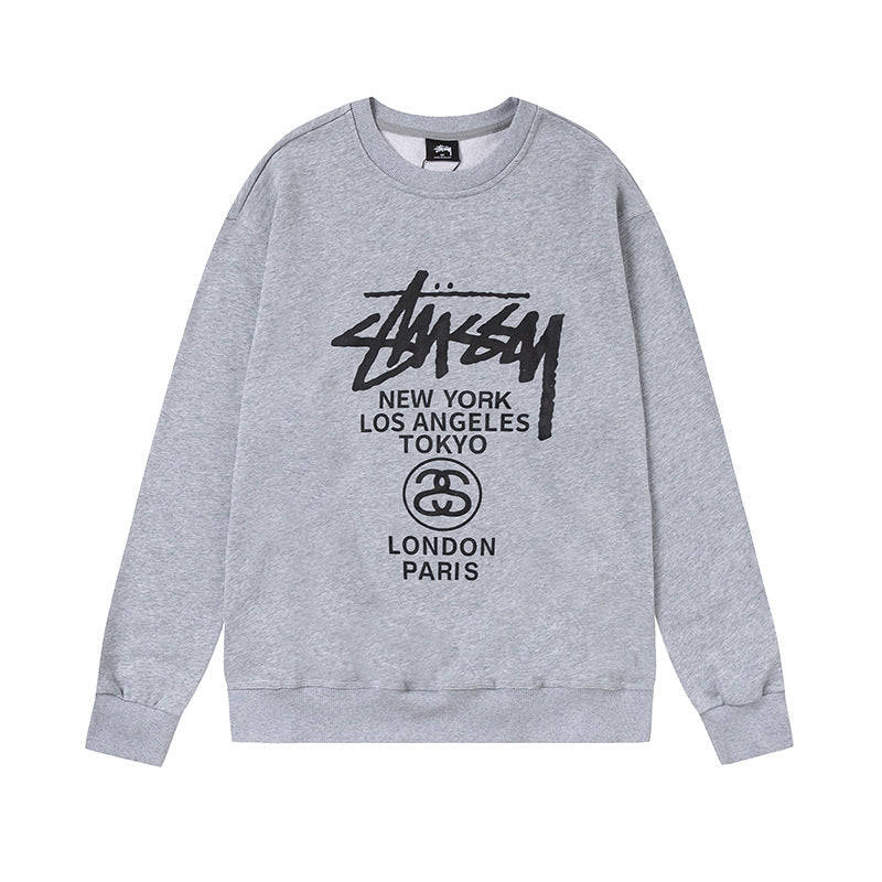 STUSSY World Tour Grey Crewneck Sweatshirt