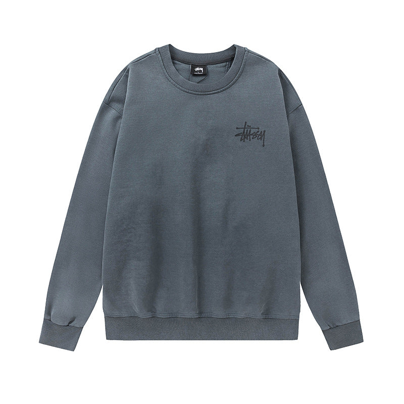 STUSSY Basic Logo Charcoal Grey Crewneck Sweatshirt
