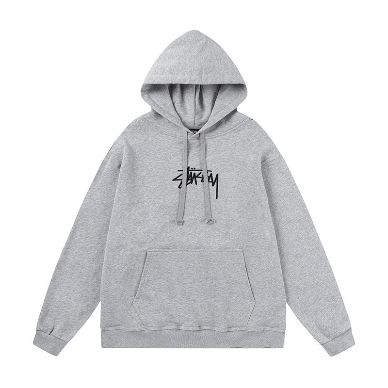 STUSSY Signature Logo Grey Pullover Hoodie