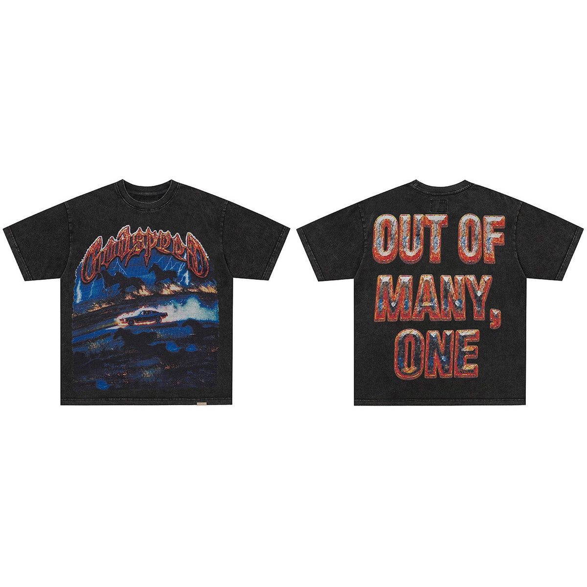 GodSpeed Out of Many One Washed Black T-Shirt