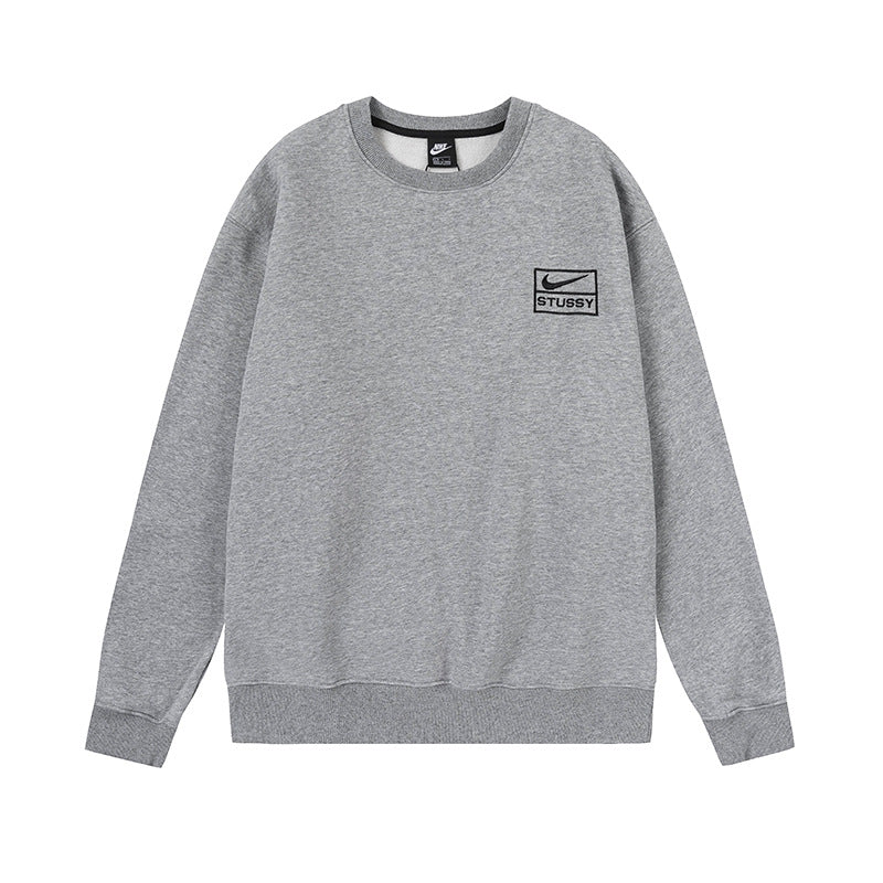 STUSSY Nike Logo Grey Crewneck Sweatshirt