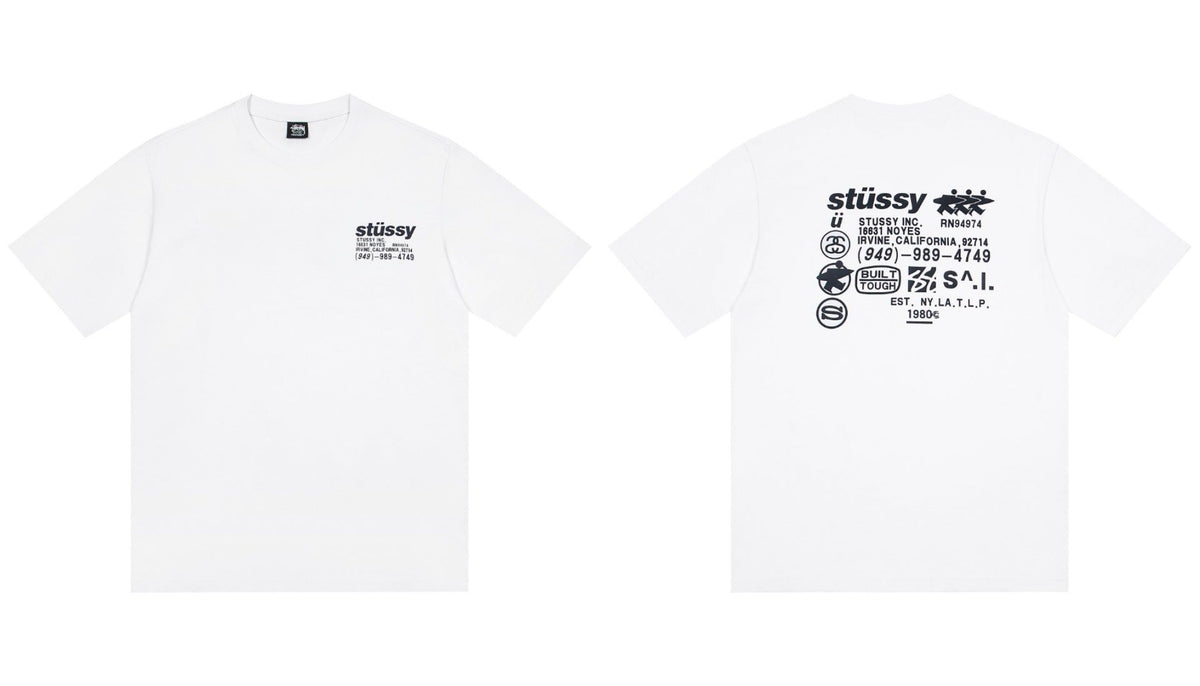 STUSSY Classic Logo Graphic T-Shirt – White
