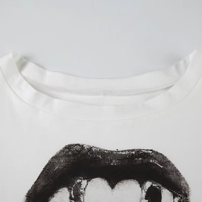 Hip Hop Mouth Print T-Shirt – Streetwear